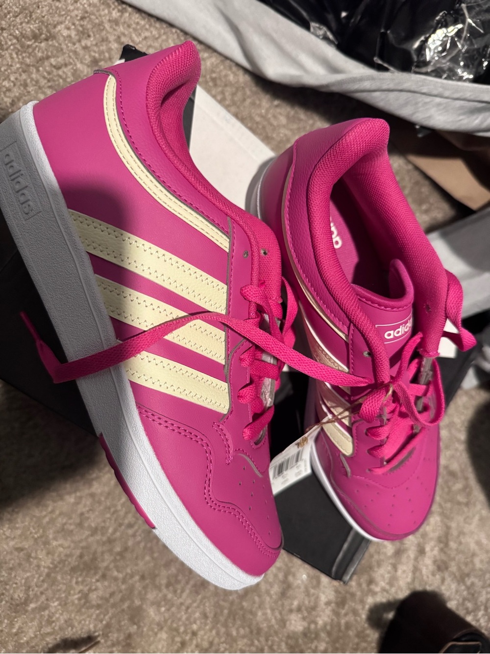 adidas Pink Low-Top Sneakers with Cream Stripes